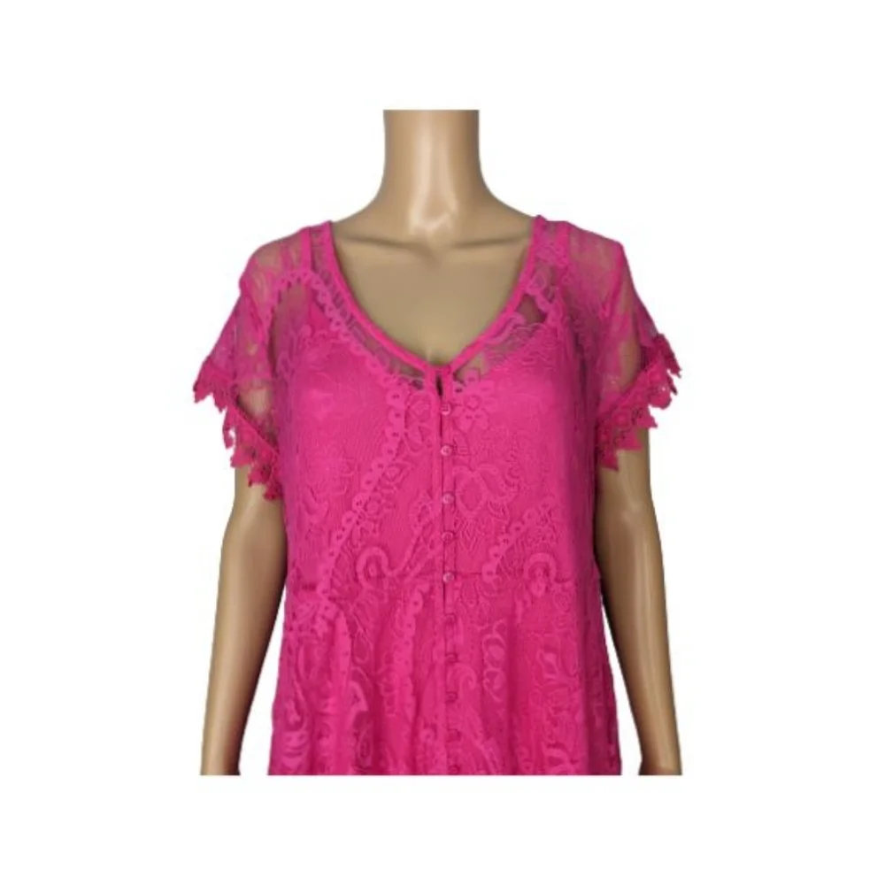 Torrid Pink Lace Button Front Skate Dress 1